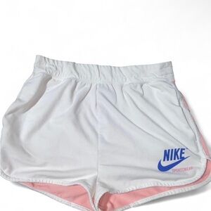 Nike Women's White Shorts with Pink and Blue Accents